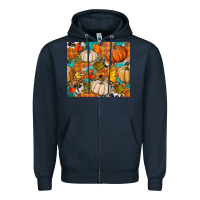 Navy fall pumpkin tumbler Zipper Hoodie - BundleAndBundleShop