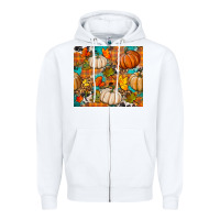 White fall pumpkin tumbler Zipper Hoodie - BundleAndBundleShop