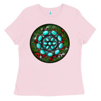 Christmas Round Turquoise Gemstone Ladies Tee | Teevron