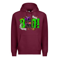 Burgundy Boo! with black cat Halloween Premium Hoodie - NancyCooperArtShop