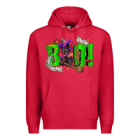 Cardinal Boo! with black cat Halloween Premium Hoodie - NancyCooperArtShop