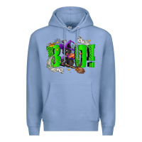 Colony Blue Boo! with black cat Halloween Premium Hoodie - NancyCooperArtShop