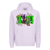 Lilac Boo! with black cat Halloween Premium Hoodie - NancyCooperArtShop