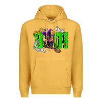 Mustard Boo! with black cat Halloween Premium Hoodie - NancyCooperArtShop