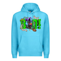 Ocean Blue Boo! with black cat Halloween Premium Hoodie - NancyCooperArtShop