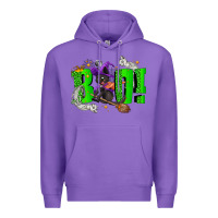 Purple Boo! with black cat Halloween Premium Hoodie - NancyCooperArtShop