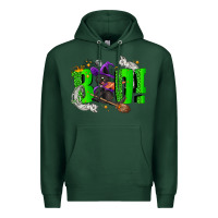Sports Green Boo! with black cat Halloween Premium Hoodie - NancyCooperArtShop