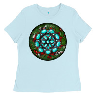 Baby Blue Christmas Round Turquoise Gemstone Ladies Tee - RanaPortraitStore