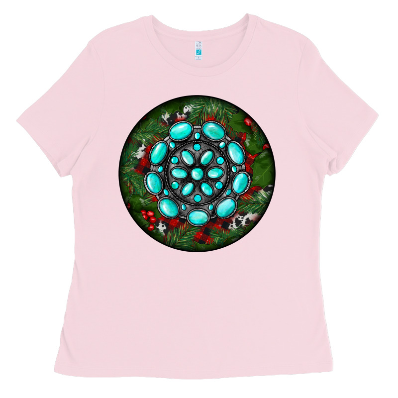 Christmas Round Turquoise Gemstone Ladies Tee by RanaPortraitStore | Teevron