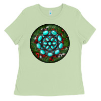 Matcha Christmas Round Turquoise Gemstone Ladies Tee - RanaPortraitStore