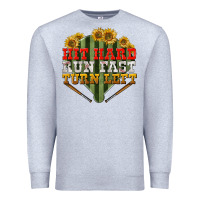Heather Grey Hit hard run fast turn left Premium Sweatshirt - NancyCooperArtShop