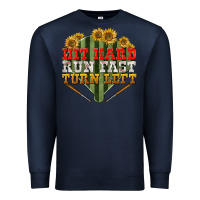 Navy Hit hard run fast turn left Premium Sweatshirt - NancyCooperArtShop