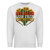 Oatmeal Heather Hit hard run fast turn left Premium Sweatshirt - NancyCooperArtShop