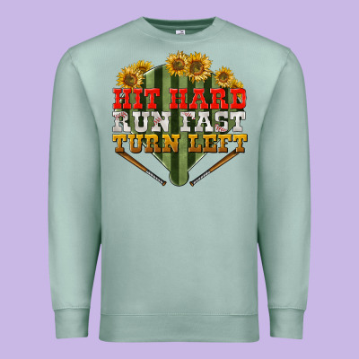 Hit Hard Run Fast Turn Left Premium Sweatshirt Designed By Nancycooperartshop