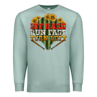 Seafoam Hit hard run fast turn left Premium Sweatshirt - NancyCooperArtShop