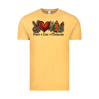 Vintage Mustard Peace love western christmas trees Vintage Tee - Jasminsmagicworld