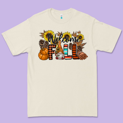 Welcome Fall Pumpkin Premium Tee Designed By Cowhidedigitalart