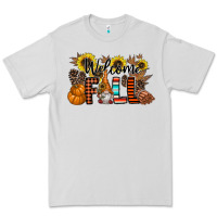Dove Grey Welcome Fall Pumpkin Premium Tee - CowhideDigitalArt