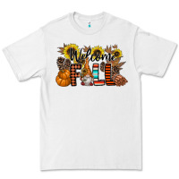 White Welcome Fall Pumpkin Premium Tee - CowhideDigitalArt