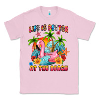 Bubblegum Pink life is better at the beach Classic Tee - MaliasSmallBusiness