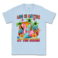 Dusty Blue life is better at the beach Classic Tee - MaliasSmallBusiness