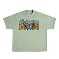 Oil Green all american mom american flag butterfly Urban Heavy Tee - LillyAllenDesigns