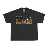 Pigment Black all american mom american flag butterfly Urban Heavy Tee - LillyAllenDesigns