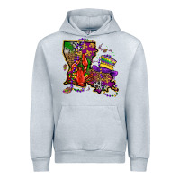 Heather Grey mardi gras louisiana map Urban Hoodie - OliviaCreatesArt