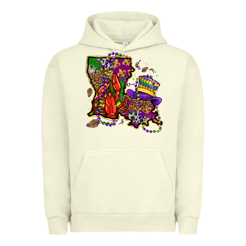 Mardi Gras Louisiana Map Urban Hoodie by OliviaCreatesArt | Teevron