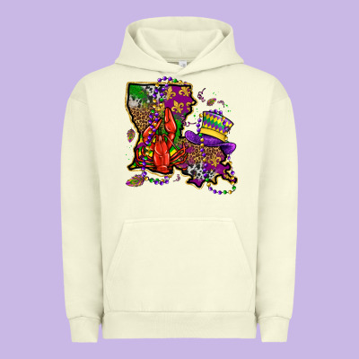 Mardi Gras Louisiana Map Urban Hoodie Designed By Oliviacreatesart