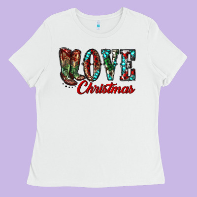 Christmas Love Boots Ladies Tee Designed By Ranaportraitstore