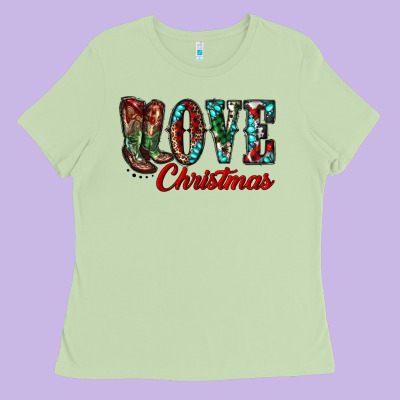 Christmas Love Boots Ladies Tee Designed By Ranaportraitstore