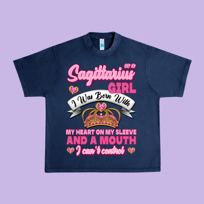 As A Sagittarius Girl I Was Born With My Heart On My Sleeve And  Mouth Urban Heavy Tee Designed By Jasminsmagicworld
