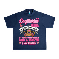 Navy As A Sagittarius Girl I Was Born With My Heart On My Sleeve And  Mouth Urban Heavy Tee - Jasminsmagicworld