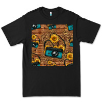 Black western sunflowers camera seamless pattern Premium Tee - HRA Design Shop
