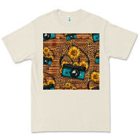 Bone western sunflowers camera seamless pattern Premium Tee - HRA Design Shop