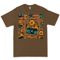 Cacao western sunflowers camera seamless pattern Premium Tee - HRA Design Shop