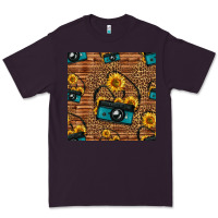 Plum western sunflowers camera seamless pattern Premium Tee - HRA Design Shop