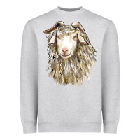 Heather Grey Angora Goat Face Heavyweight Sweatshirt - LillyAllenDesigns