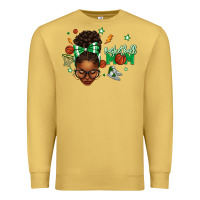 Antique Gold Afro Messy Bun Full Face Basketball Mom Premium Sweatshirt - texasbilliewilder