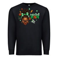 Black Afro Messy Bun Full Face Basketball Mom Premium Sweatshirt - texasbilliewilder