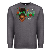 Charcoal Heather Afro Messy Bun Full Face Basketball Mom Premium Sweatshirt - texasbilliewilder