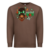 Chestnut Afro Messy Bun Full Face Basketball Mom Premium Sweatshirt - texasbilliewilder