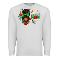 Dove Grey Afro Messy Bun Full Face Basketball Mom Premium Sweatshirt - texasbilliewilder