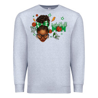 Heather Grey Afro Messy Bun Full Face Basketball Mom Premium Sweatshirt - texasbilliewilder