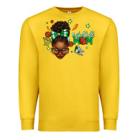 Lemon Afro Messy Bun Full Face Basketball Mom Premium Sweatshirt - texasbilliewilder
