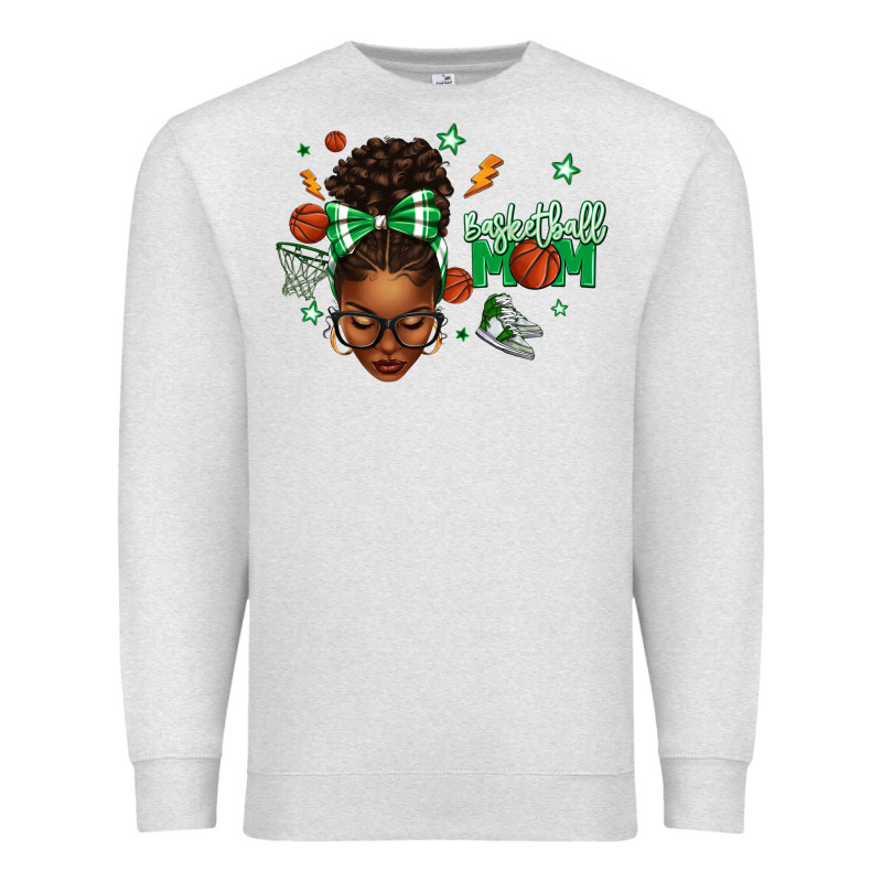 Afro Messy Bun Full Face Basketball Mom Premium Sweatshirt by texasbilliewilder | Teevron