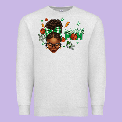 Afro Messy Bun Full Face Basketball Mom Premium Sweatshirt Designed By Texasbilliewilder