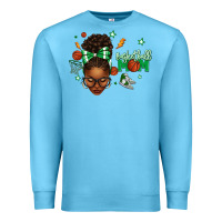 Ocean Blue Afro Messy Bun Full Face Basketball Mom Premium Sweatshirt - texasbilliewilder