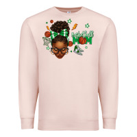 Pale Pink Afro Messy Bun Full Face Basketball Mom Premium Sweatshirt - texasbilliewilder